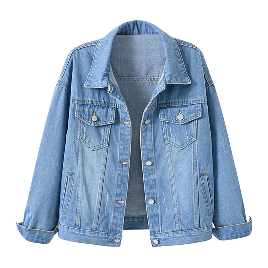 Women's distressed denim jacket